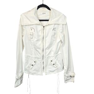 Mür Mür Bohemian Military Style Distressed Jacket White Size Large